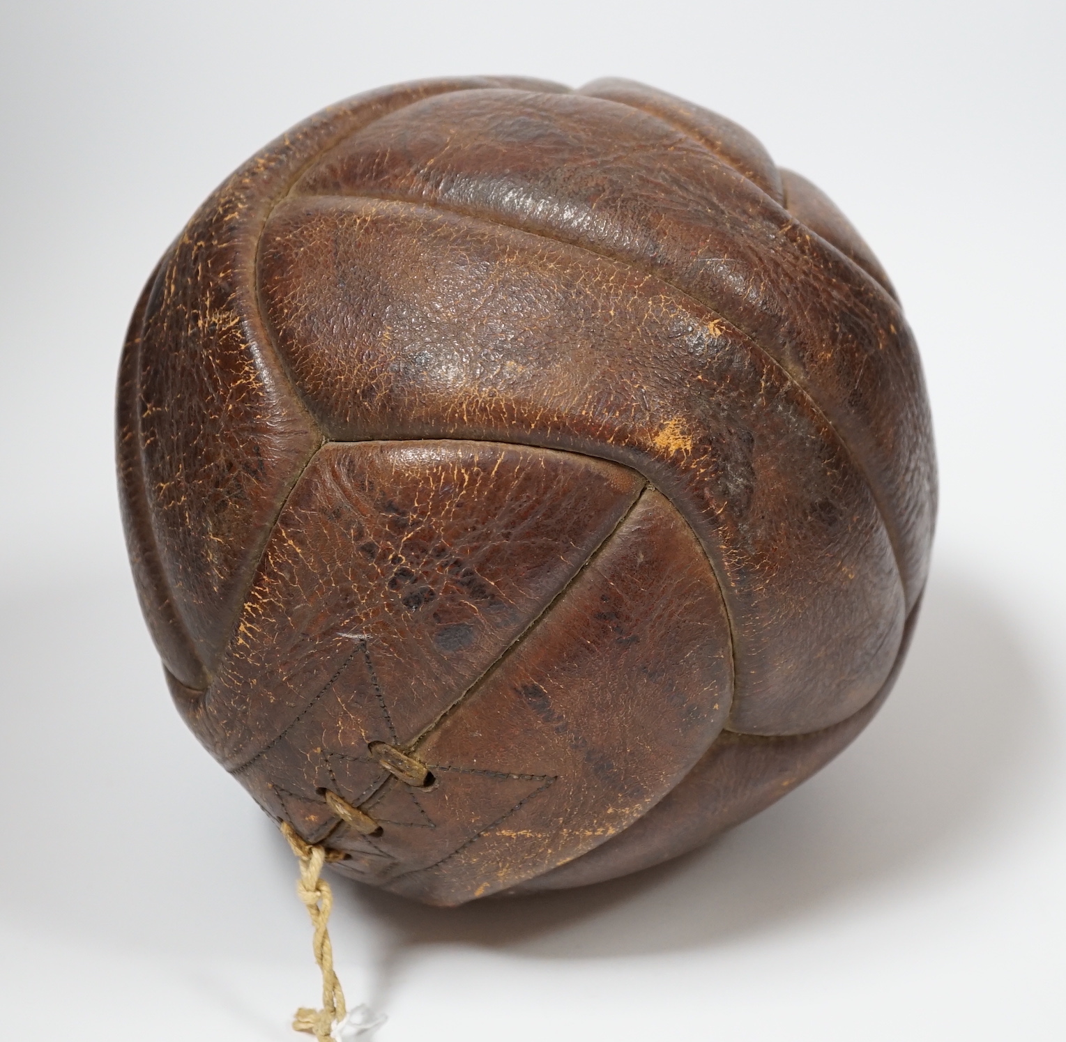 A leather football used in the Chelsea v Arsenal match, Stamford Bridge, 12 October 1935, signed by the players of both teams, football came to vendor by descent from the team ‘child mascot’ at the time